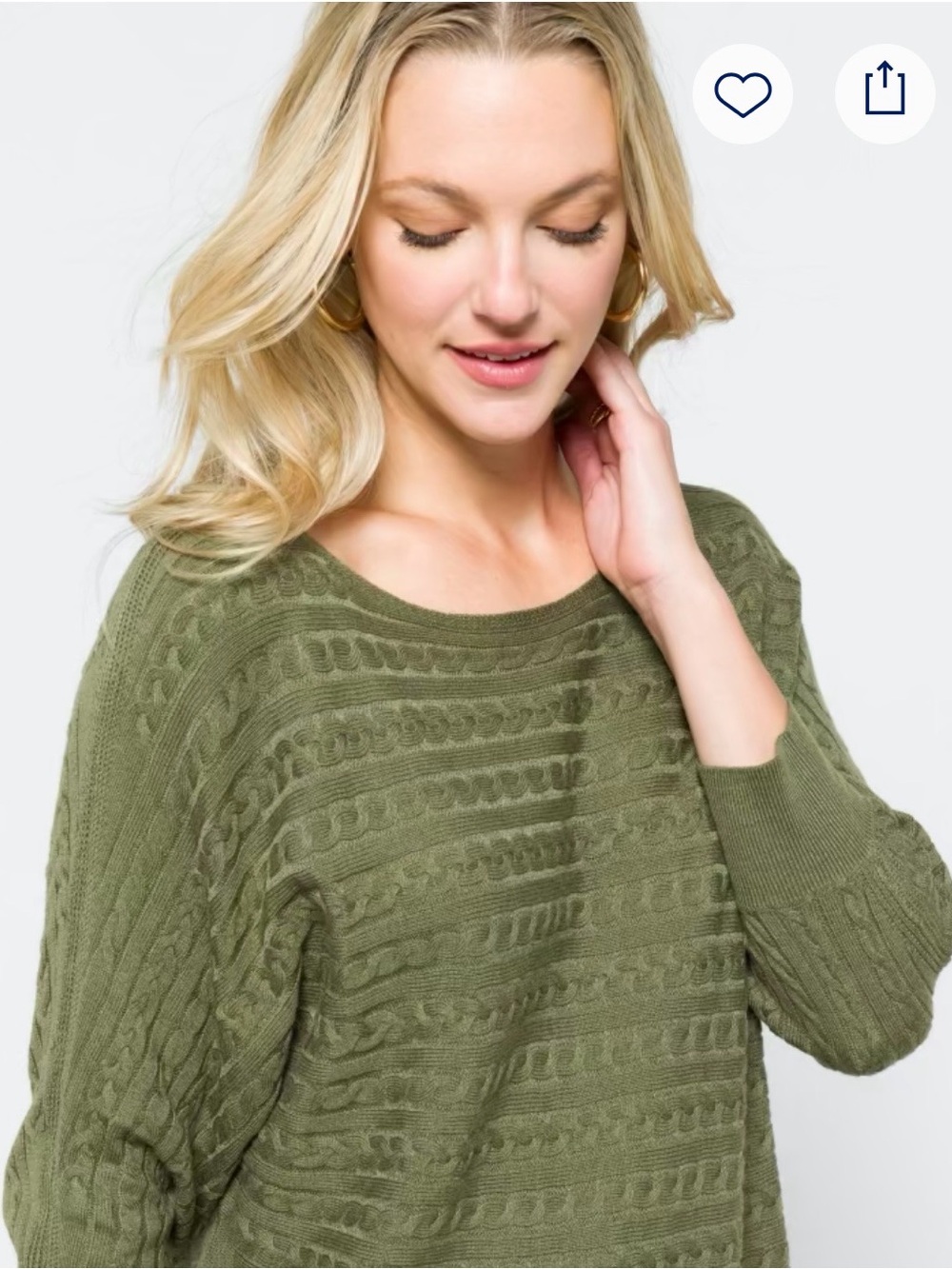Market & Spruce Olive Reviera Cable Knit Dolman Sweater - Picture 3 of 5